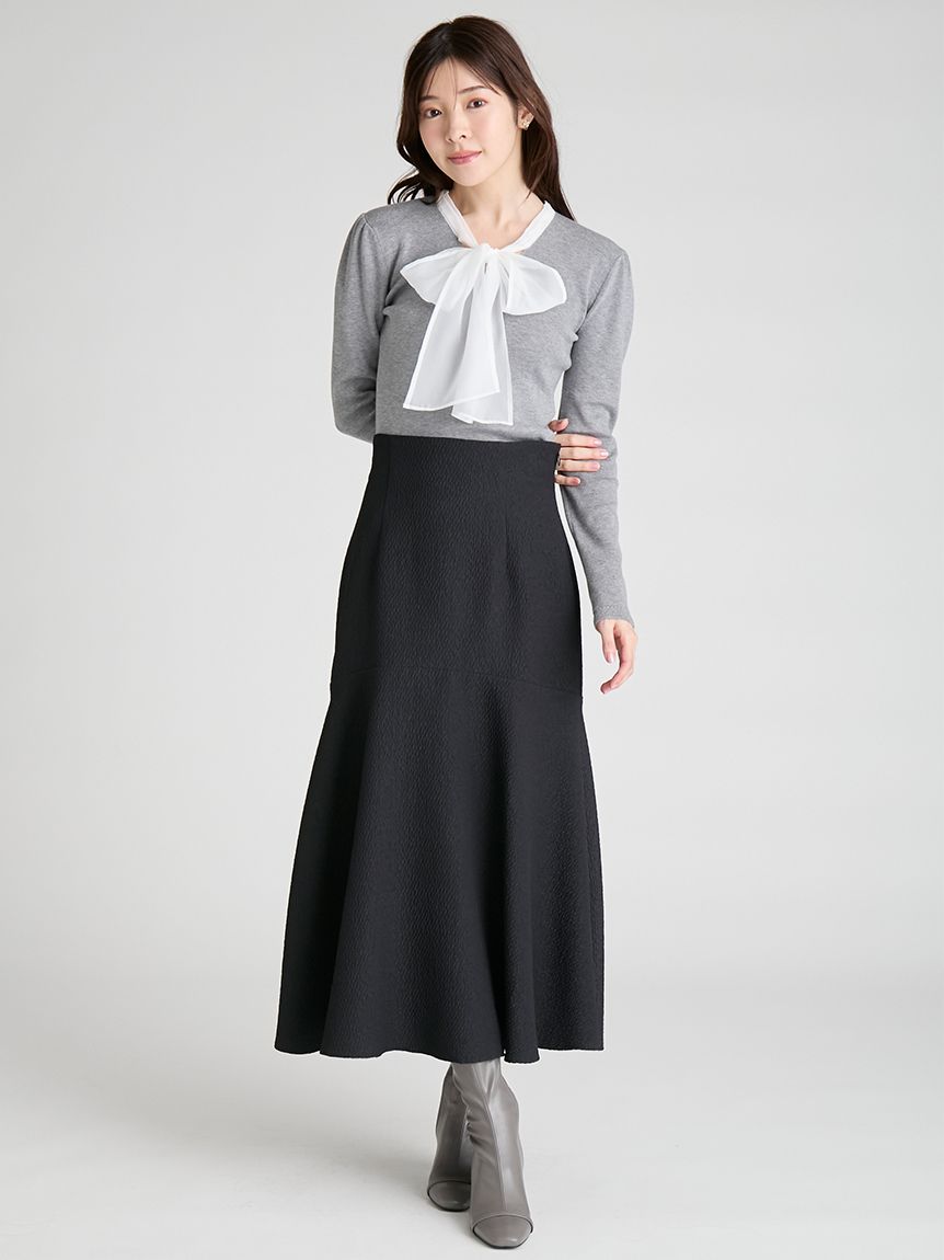 ウォッシャブル】シルクブレンドボウタイニットプルオーバー(ニット