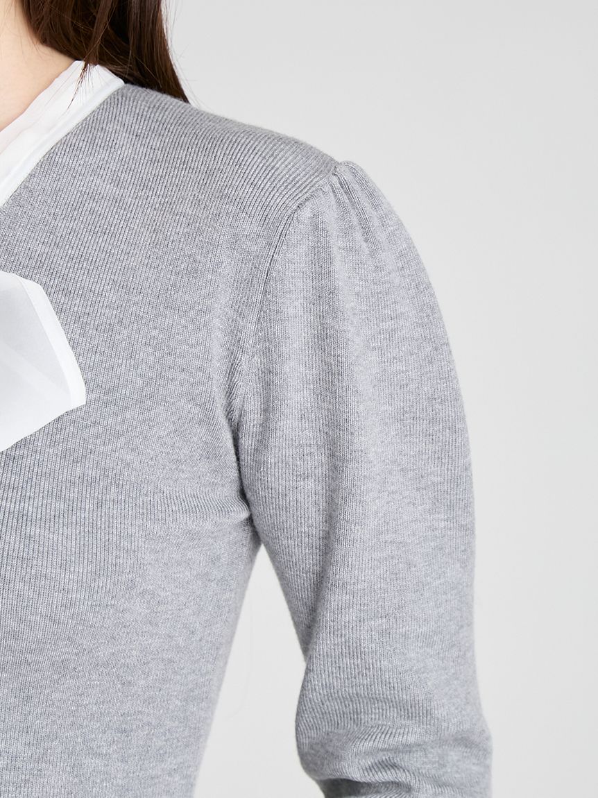 セルフォード　ボウタイニットフレアワンピース ウォッシャブル ホワイト M CELFORD（セルフォード） ボウタイニットワンピース 23秋冬 CWNO234108