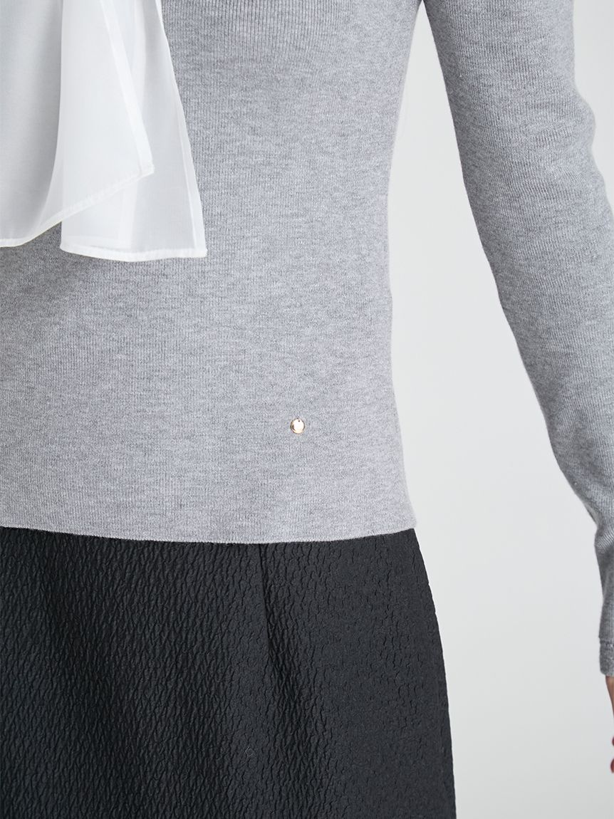 ウォッシャブル】シルクブレンドボウタイニットプルオーバー(ニット