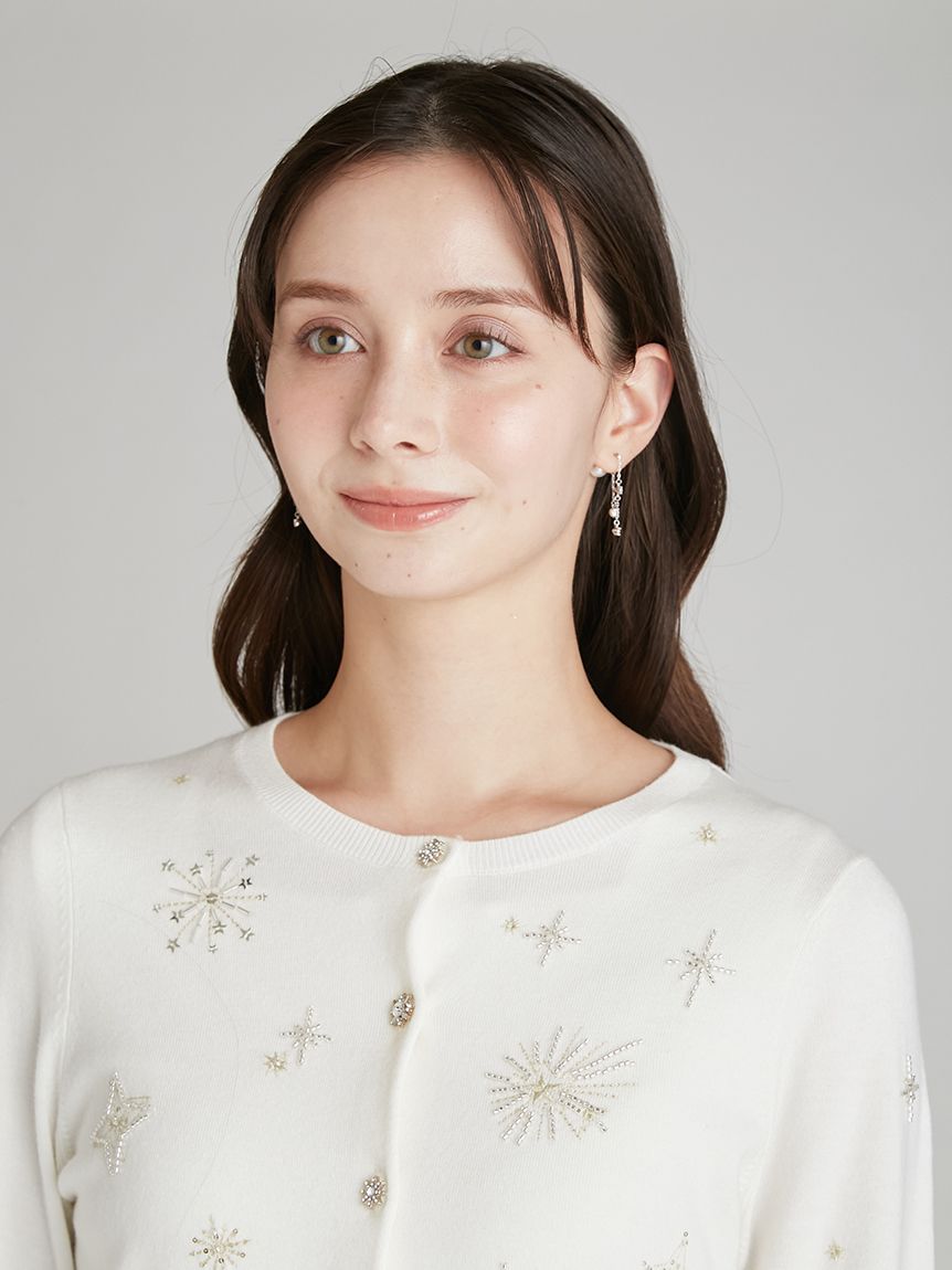 Celestial ニット　白 YUMI KATSURA for CELFORD】コラボスターリー刺繍ニットアンサンブル