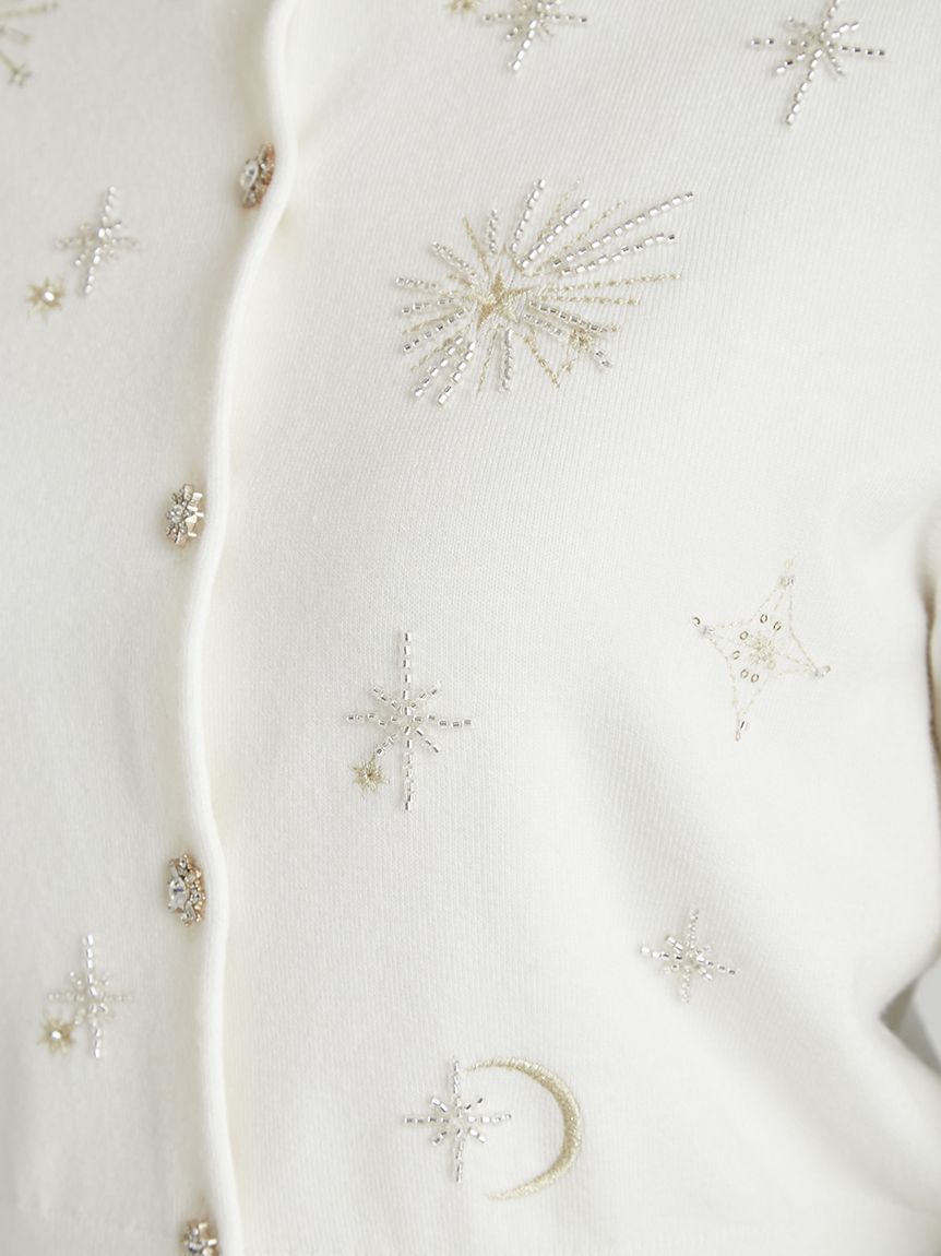 Celestial ニット　白 YUMI KATSURA for CELFORD】コラボスターリー刺繍ニットアンサンブル
