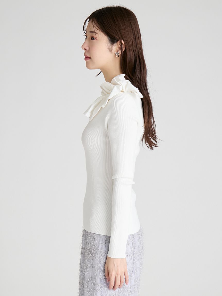 セルフオード アシメフリルニットプルオーバー(ニットプルオーバー)｜TOPS（トップス