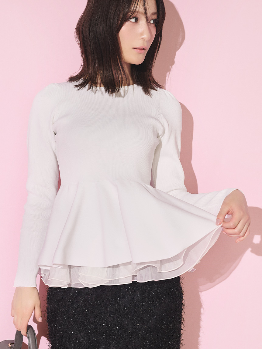 ペプラムドッキングニットプルオーバー(ニットプルオーバー)｜TOPS