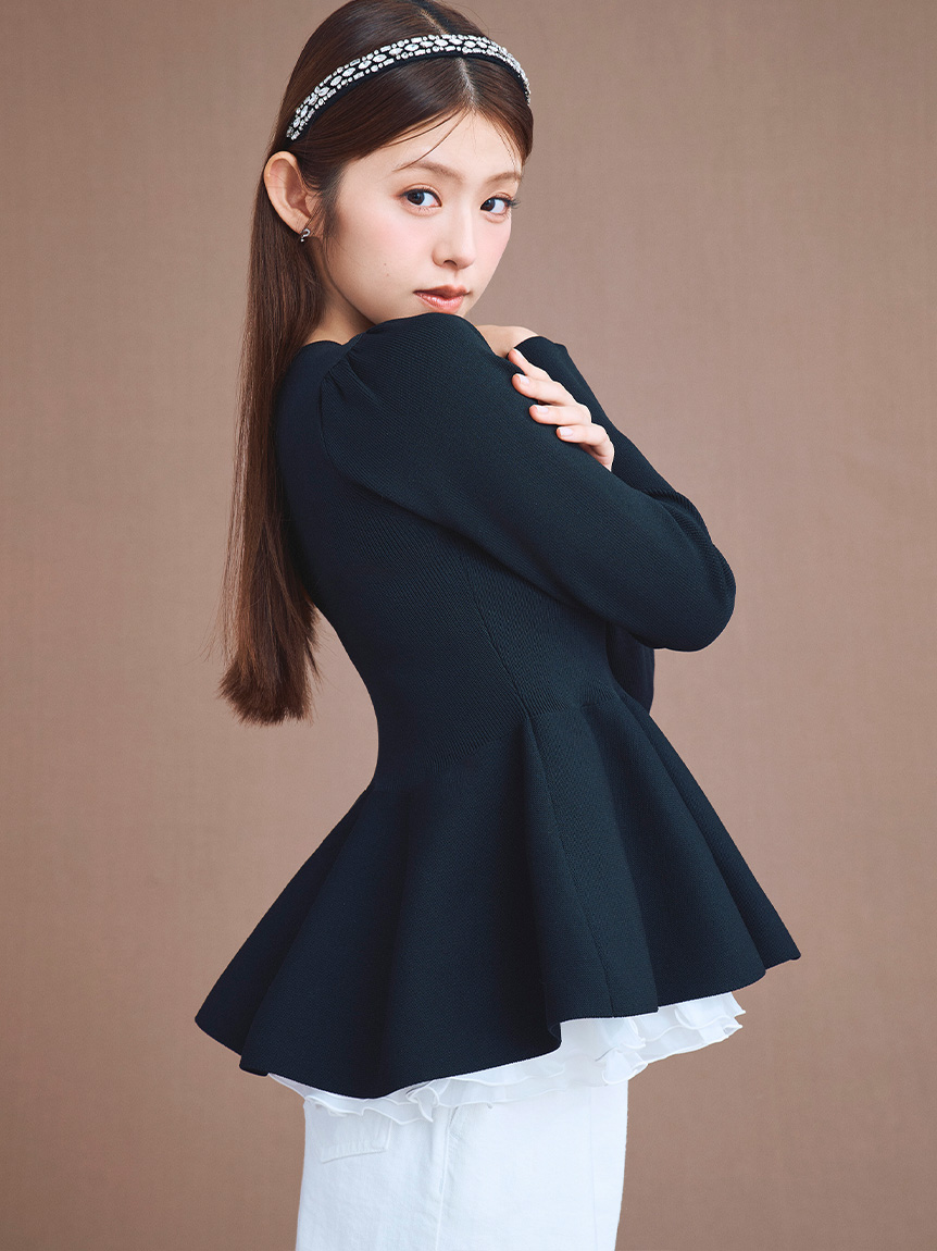 ペプラムドッキングニットプルオーバー(ニットプルオーバー)｜TOPS