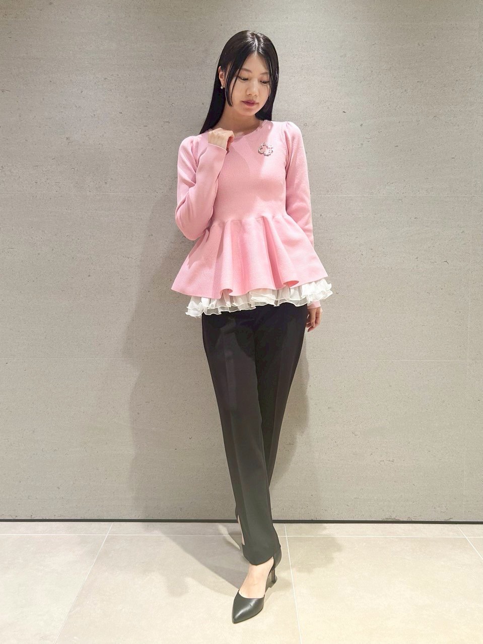 ペプラムドッキングニットプルオーバー(ニットプルオーバー)｜TOPS