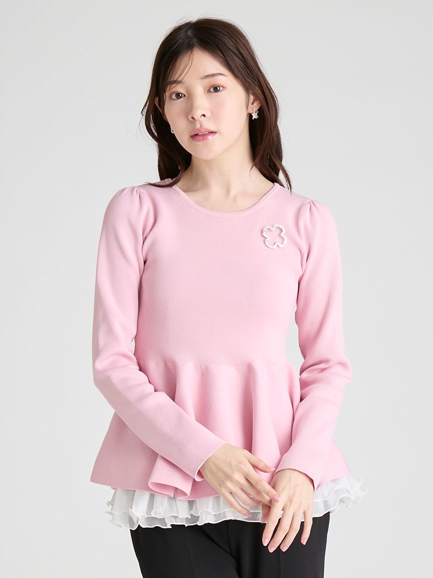 ペプラムドッキングニットプルオーバー(ニットプルオーバー)｜TOPS