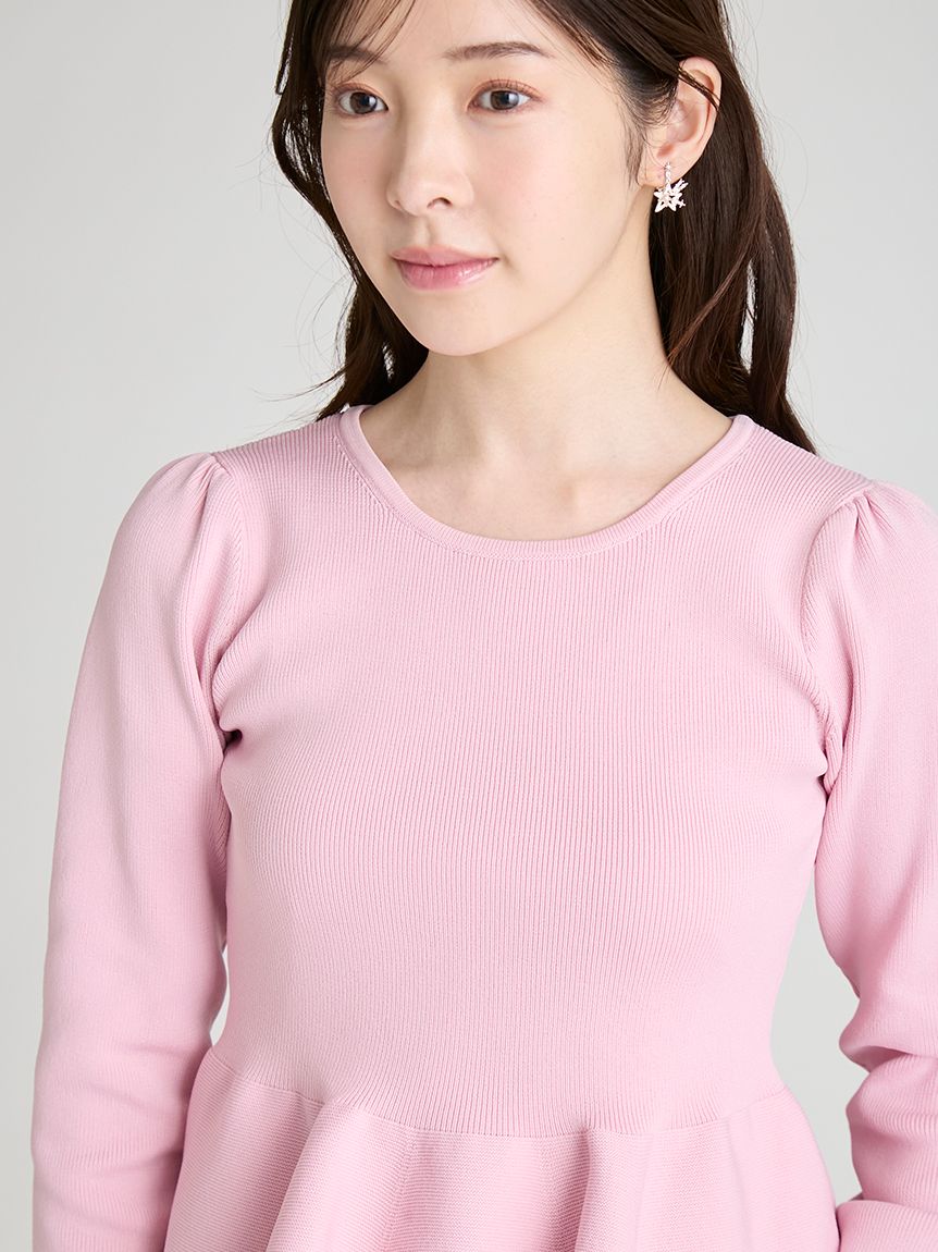 ペプラムドッキングニットプルオーバー(ニットプルオーバー)｜TOPS