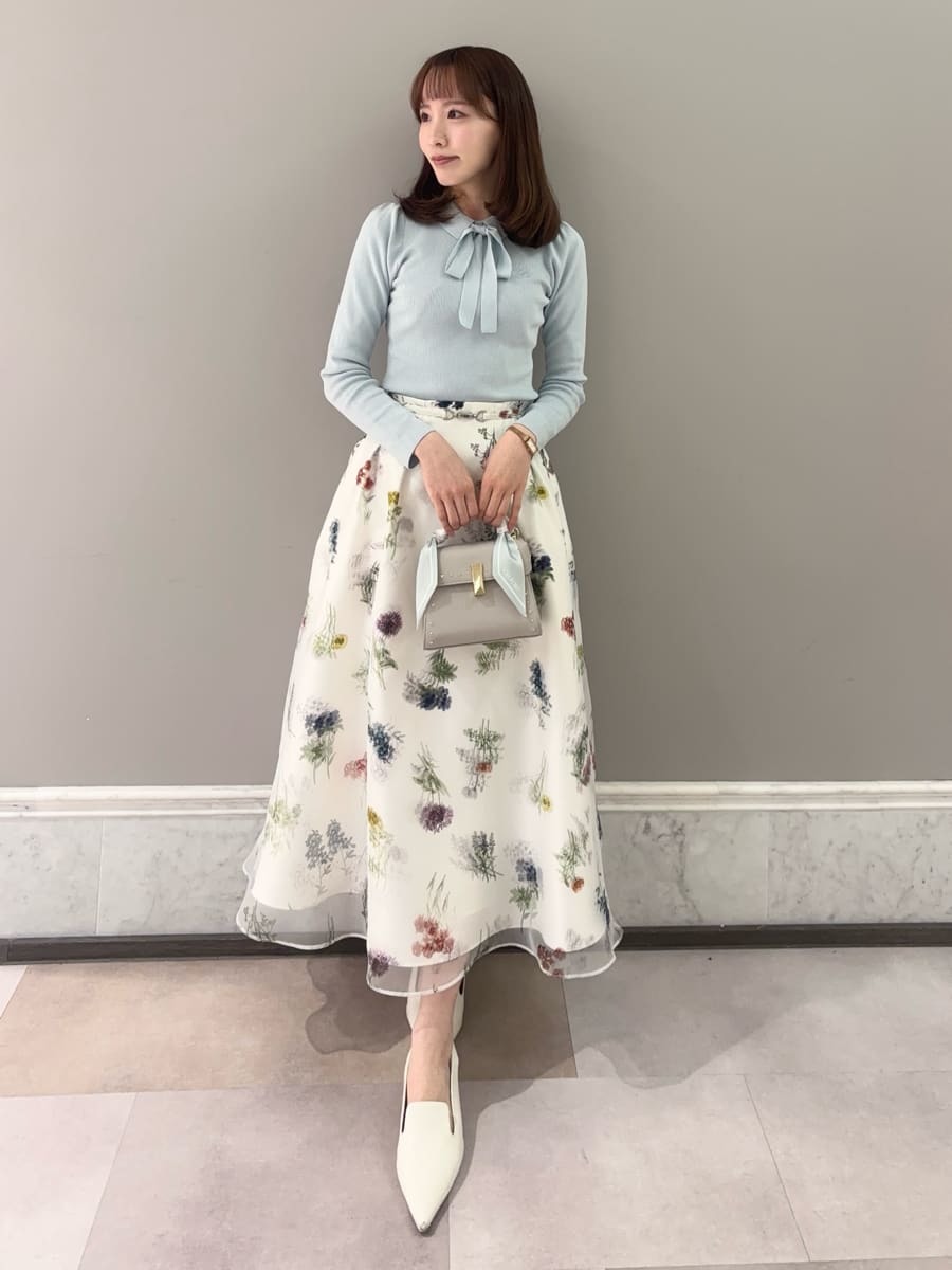 ボウタイリボン衿付きニットプルオーバー(ニットプルオーバー)｜TOPS