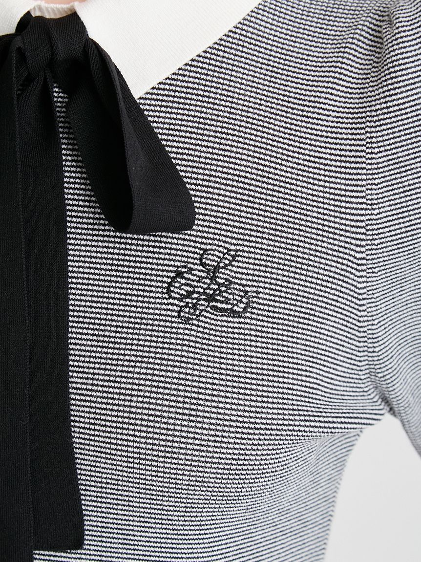 ボウタイリボン衿付きニットプルオーバー(ニットプルオーバー)｜TOPS