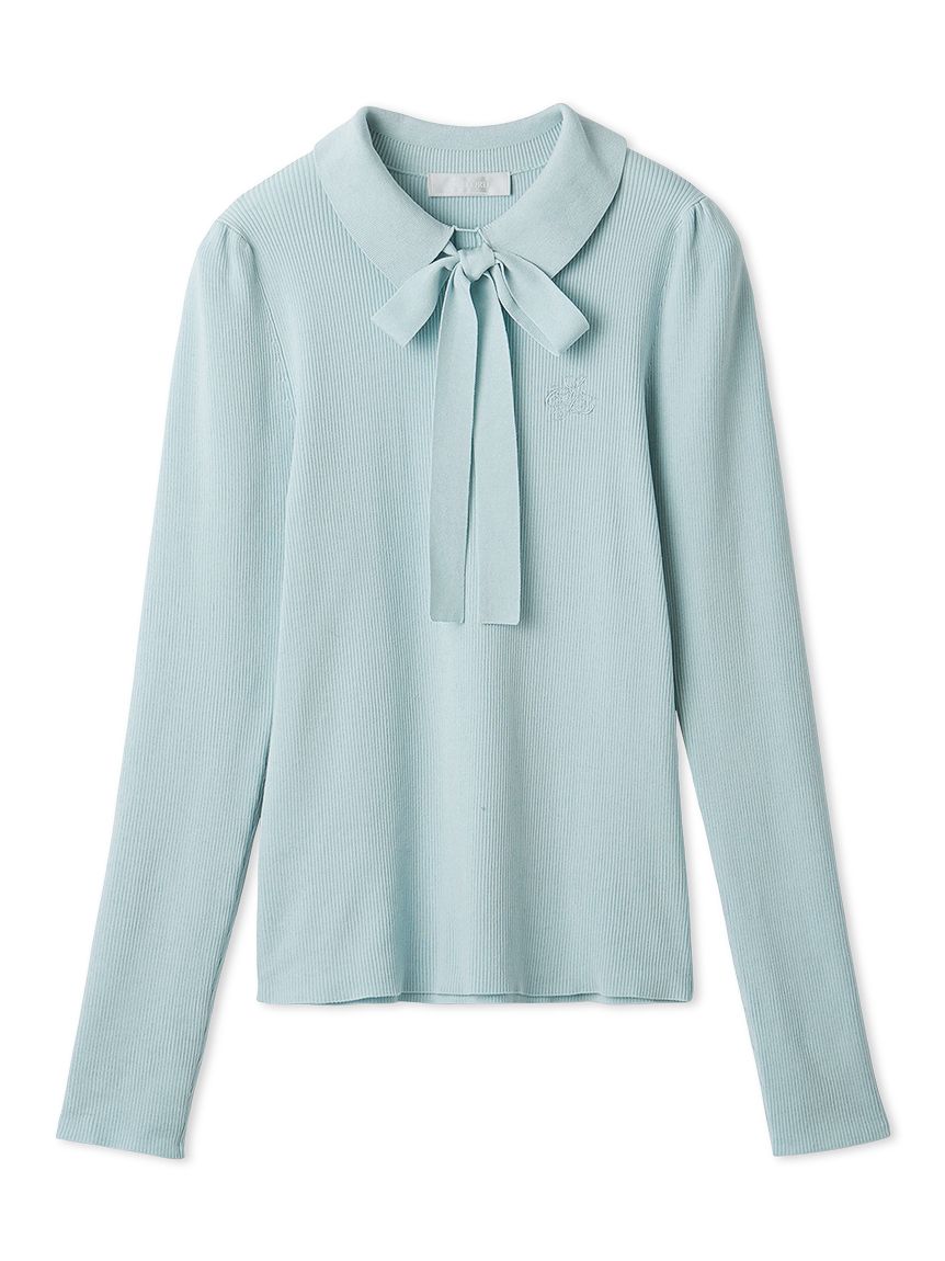 ボウタイリボン衿付きニットプルオーバー(ニットプルオーバー)｜TOPS