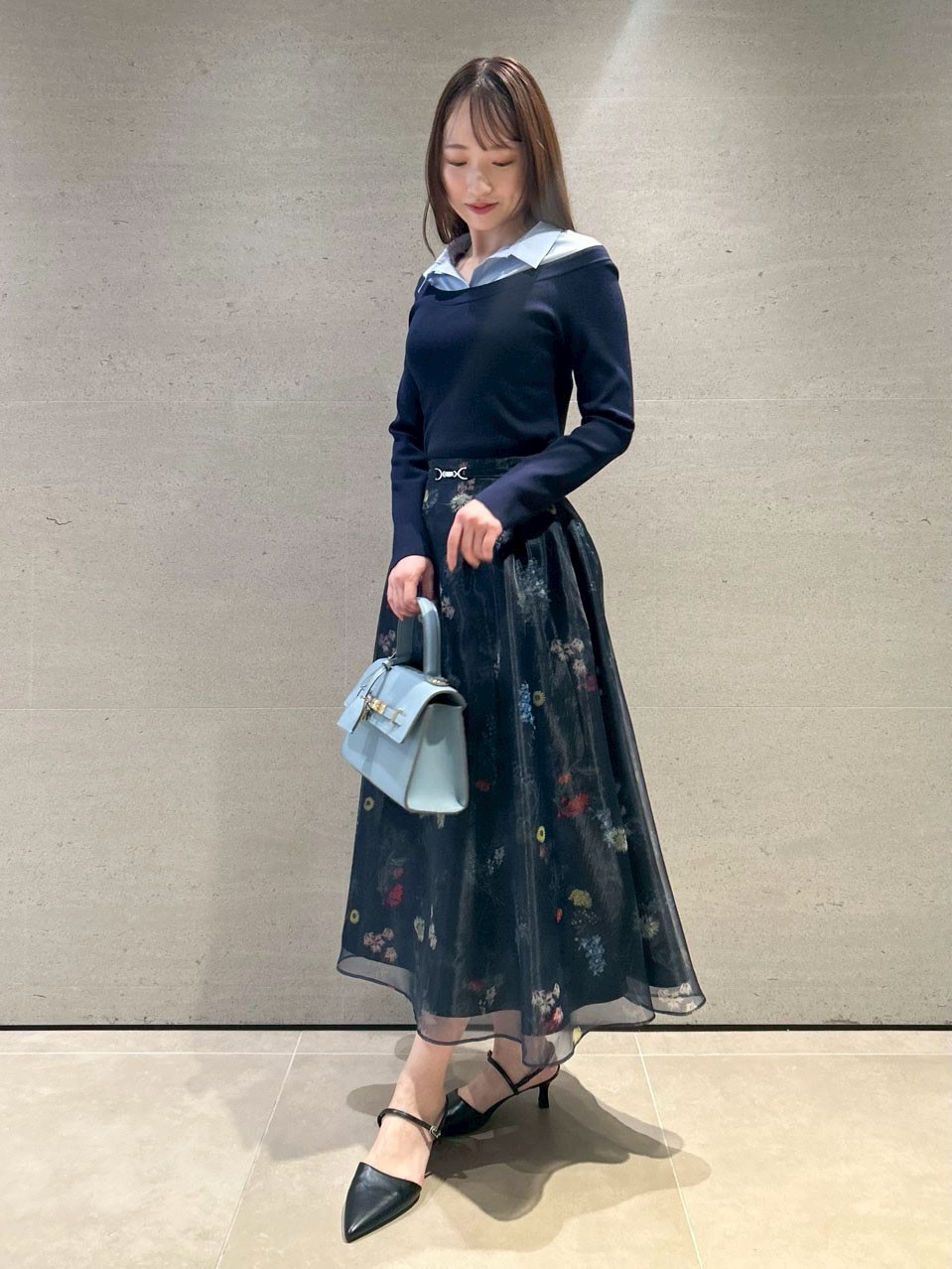 シャツレイヤードニットプルオーバー(ニットプルオーバー)｜TOPS