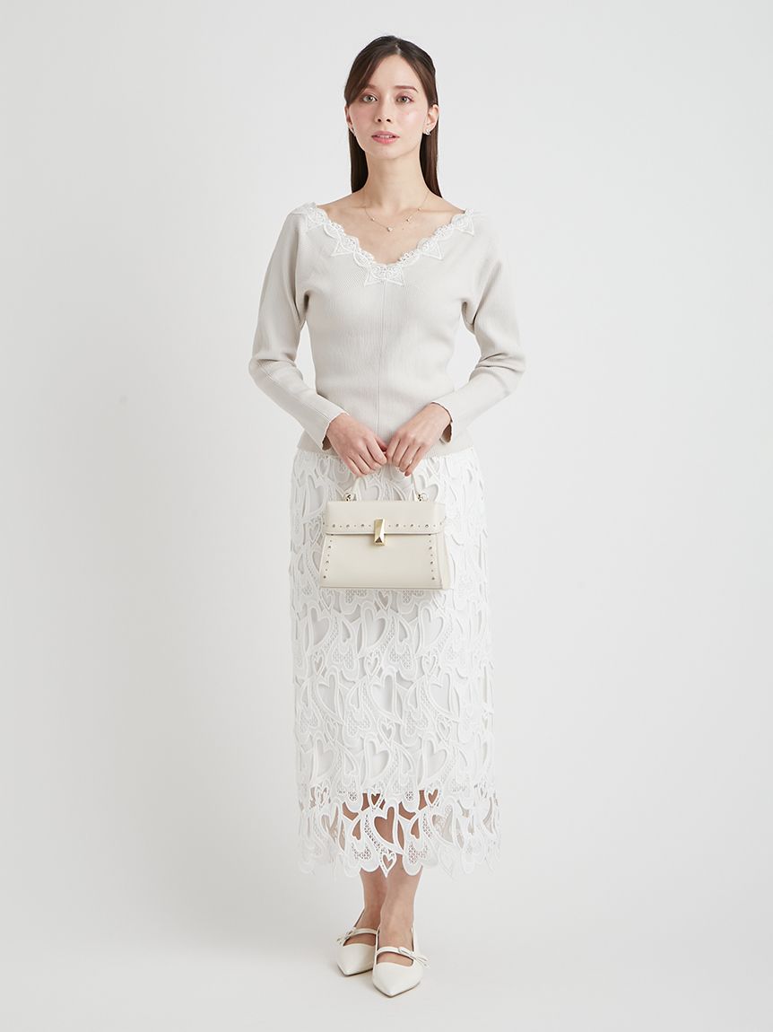 ハートレースニットプルオーバー(ニットプルオーバー)｜TOPS（トップス