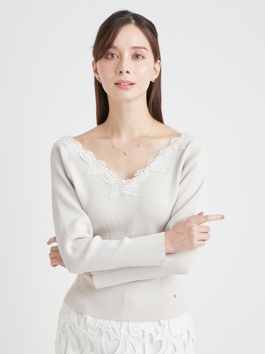 ハートレースニットプルオーバー(ニットプルオーバー)｜TOPS（トップス