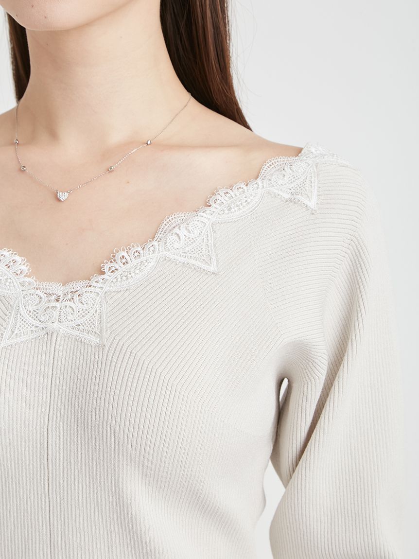 ハートレースニットプルオーバー(ニットプルオーバー)｜TOPS（トップス