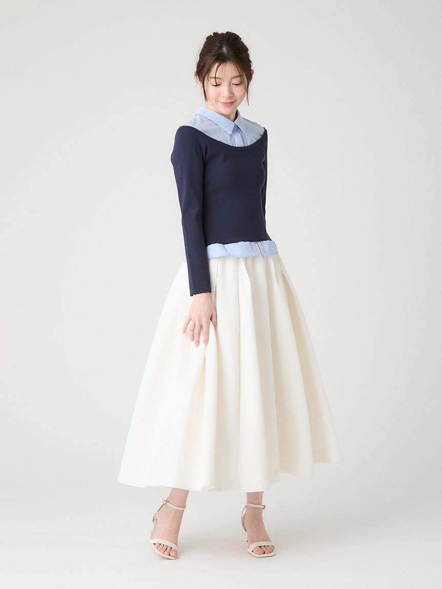 洗える】シャツ襟ニットトップス(ニットプルオーバー)｜TOPS（トップス