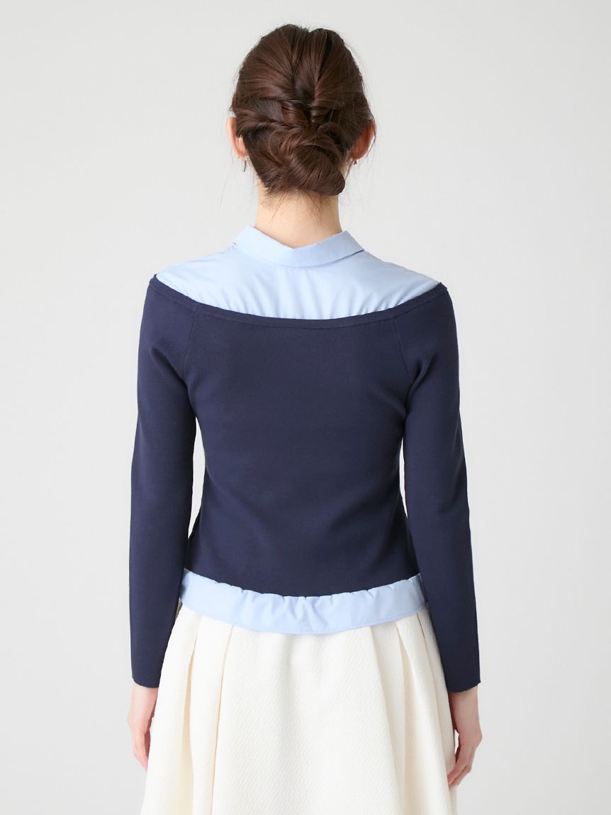 洗える】シャツ襟ニットトップス(ニットプルオーバー)｜TOPS（トップス