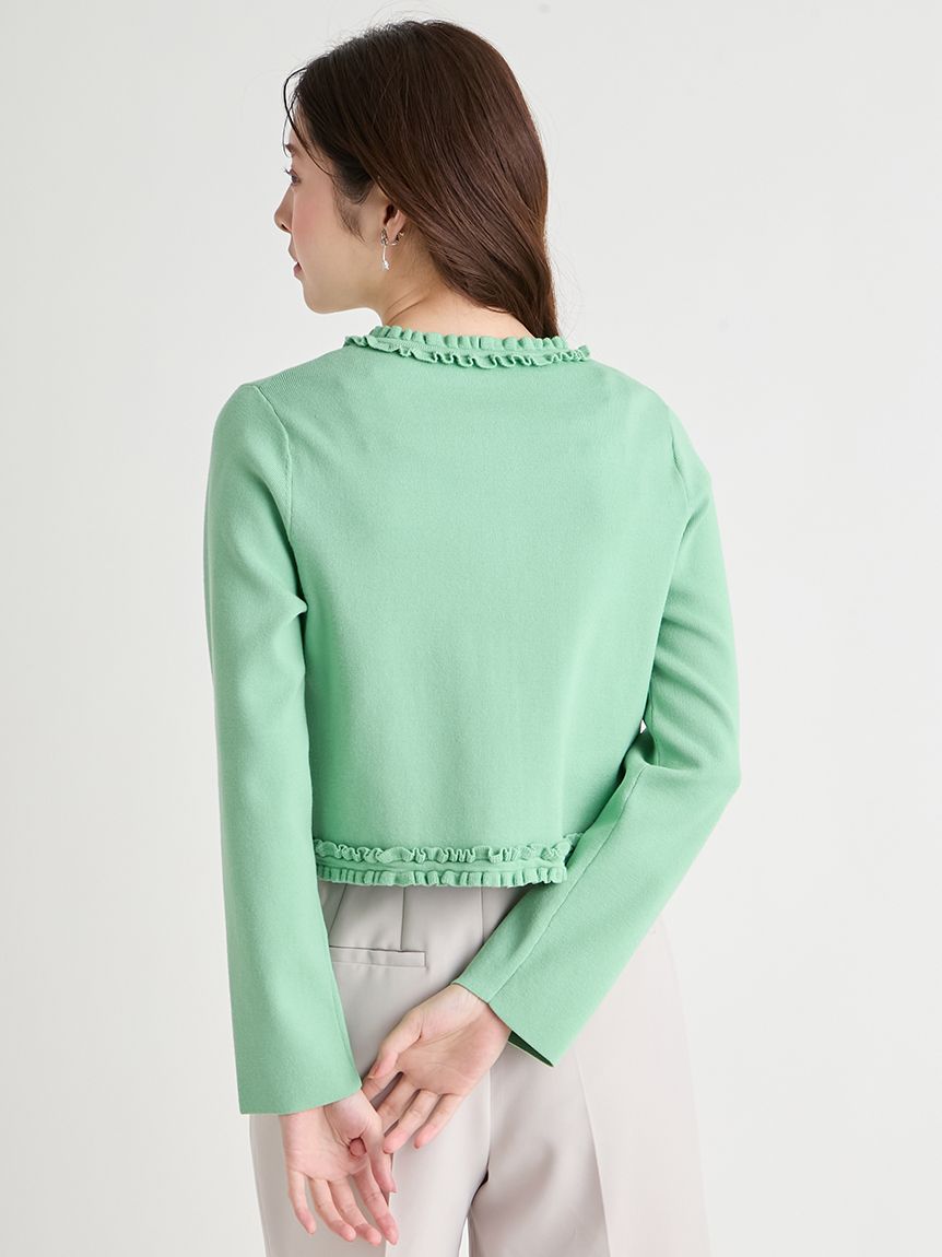 UVカット】【洗える】フリルトリムニットアンサンブル(ニットプル