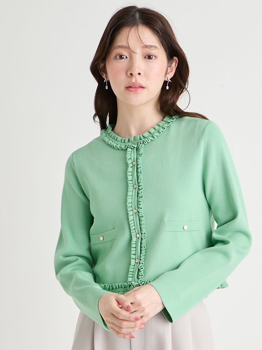CELFORD 【UVカット】【洗える】フリルトリムニットアンサンブル UVカット】【洗える】フリルトリムニットアンサンブル | セルフォード