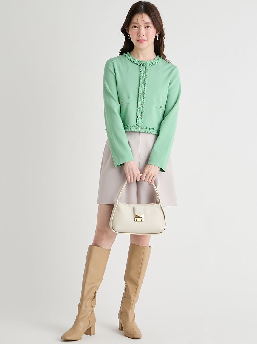 UVカット】【洗える】フリルトリムニットアンサンブル(ニットプル