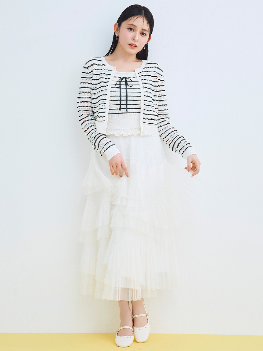 洗える】レーシーニットアンサンブル(カーディガン)｜TOPS（トップス