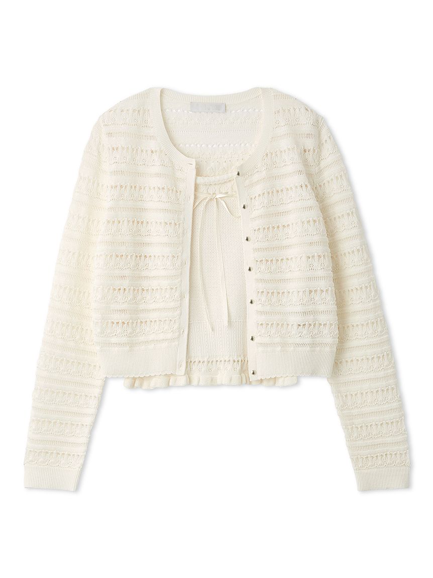 洗える】レーシーニットアンサンブル(カーディガン)｜TOPS（トップス