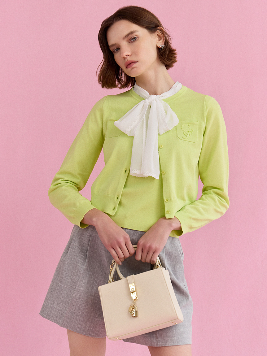 シフォンボウタイニットプルオーバー(ニットプルオーバー)｜TOPS