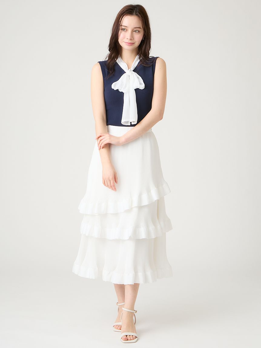 シフォンボウタイニットプルオーバー(ニットプルオーバー)｜TOPS