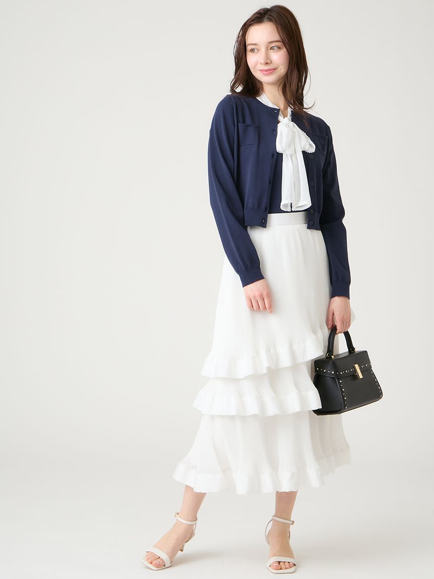 洗える】【UVカット】シフォンボウタイニットプルオーバー(ニットプル