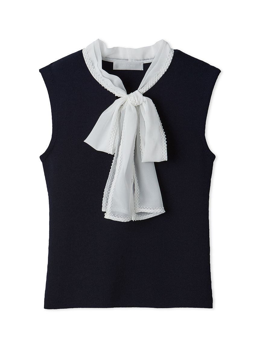 シフォンボウタイニットプルオーバー(ニットプルオーバー)｜TOPS