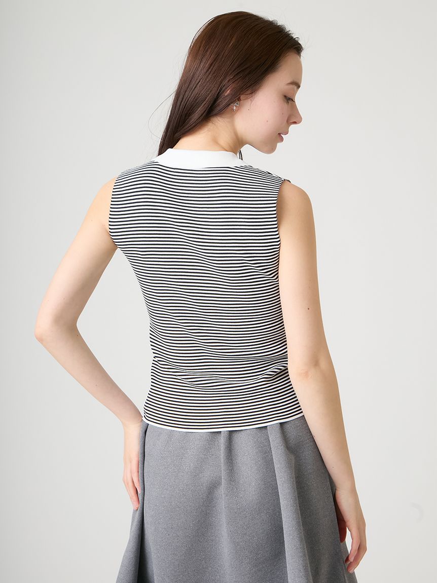 洗える】襟付きノースリニットプルオーバー(ニットプルオーバー)｜TOPS