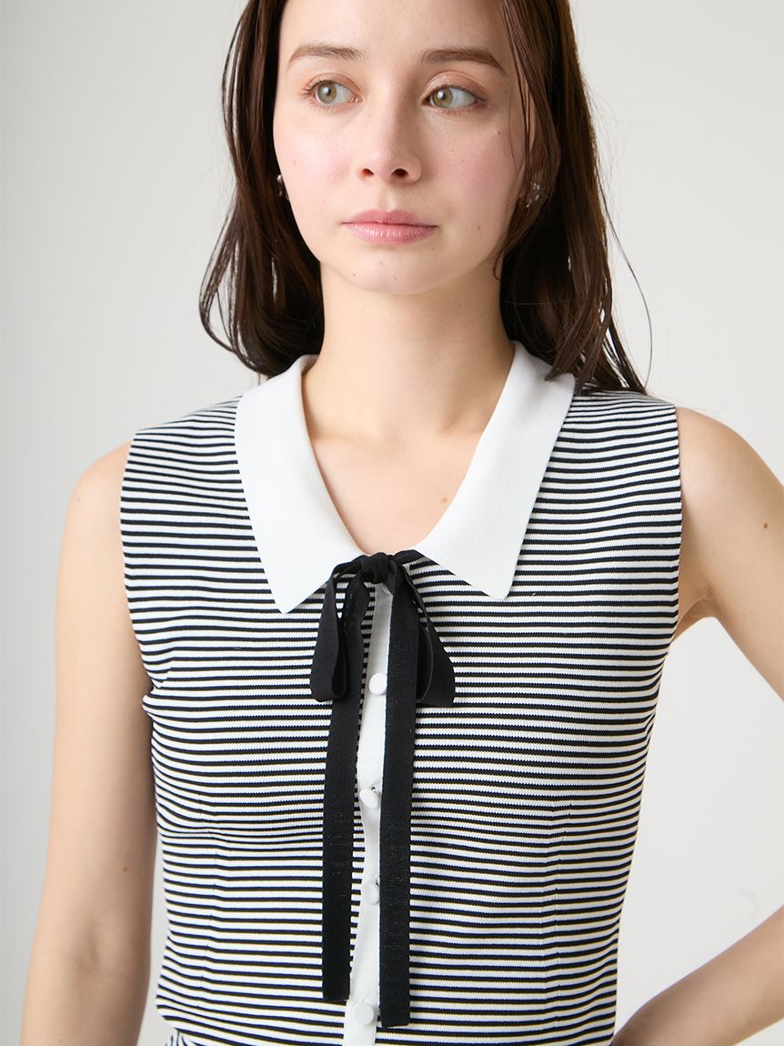 洗える】襟付きノースリニットプルオーバー(ニットプルオーバー)｜TOPS