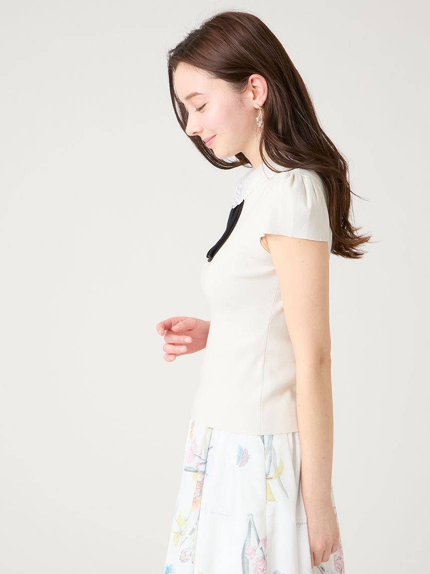 洗える】【UVカット】【CELFORD×P.J. REDOUTEコラボ】衿付きニットプル
