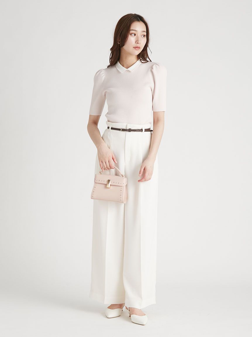 洗える】シルク混襟付きニットプルオーバー(ニット・セーター)｜TOPS