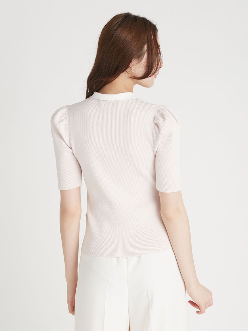 洗える】シルク混襟付きニットプルオーバー(ニット・セーター)｜TOPS