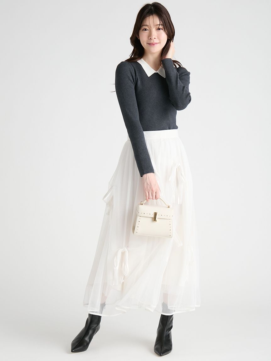 洗える】カシミヤ混衿付きニットプルオーバー(ニットプルオーバー