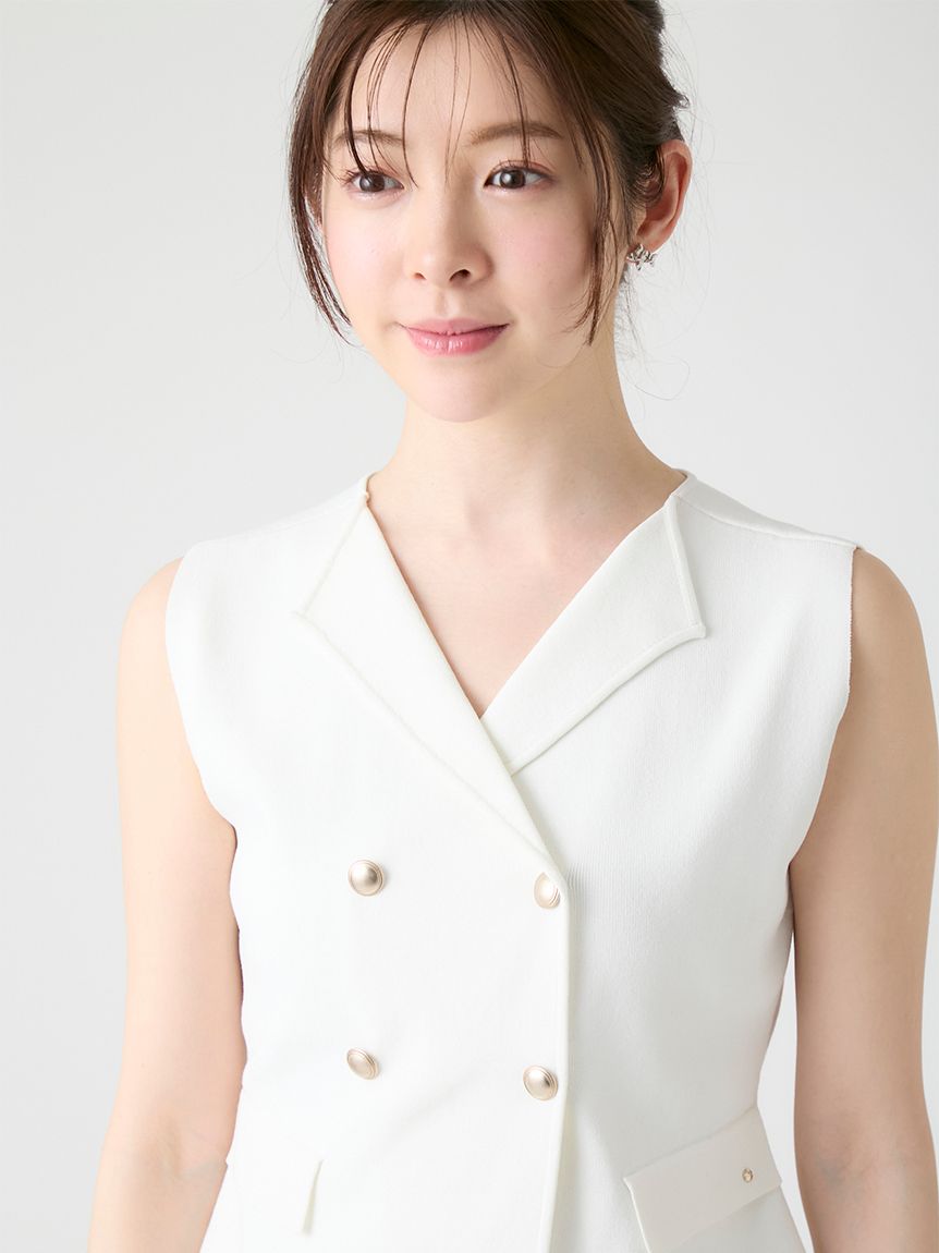 洗える】【UVカット】ダブルブレストニットジレ(ニットプルオーバー