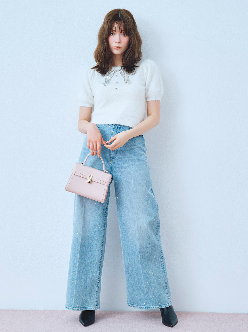 ビジューリボンニットプルオーバー(ニットプルオーバー)｜TOPS