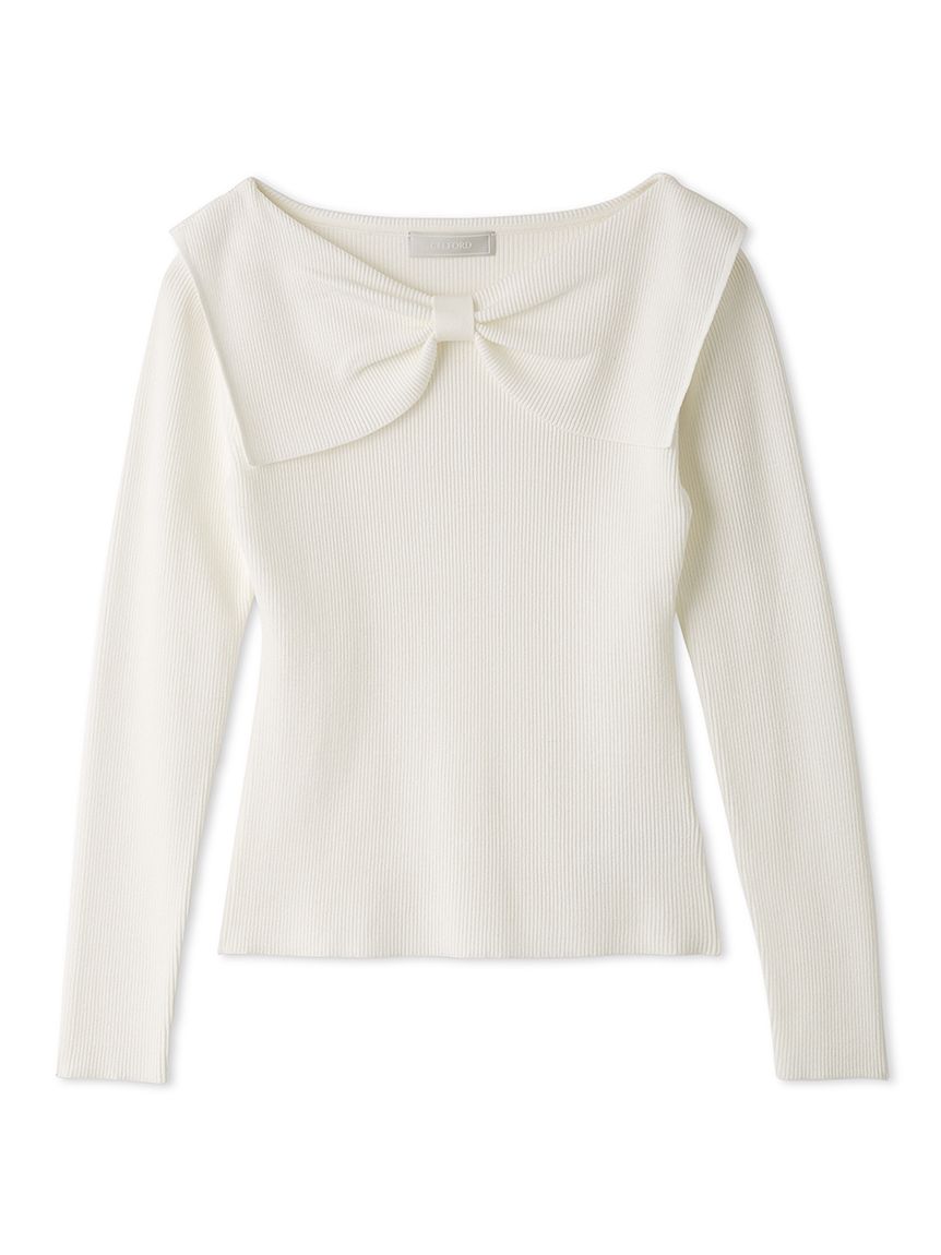 洗える】フロントリボンセーラーニット(ニットプルオーバー)｜TOPS