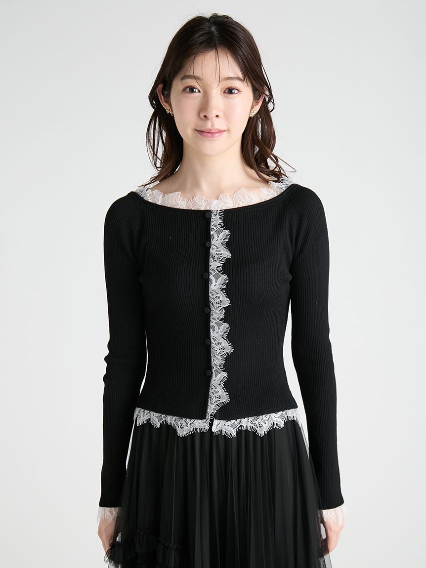 レーストリムニットプルオーバー(ニットプルオーバー)｜TOPS（トップス