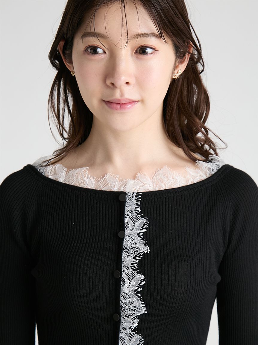 レーストリムニットプルオーバー(ニットプルオーバー)｜TOPS（トップス