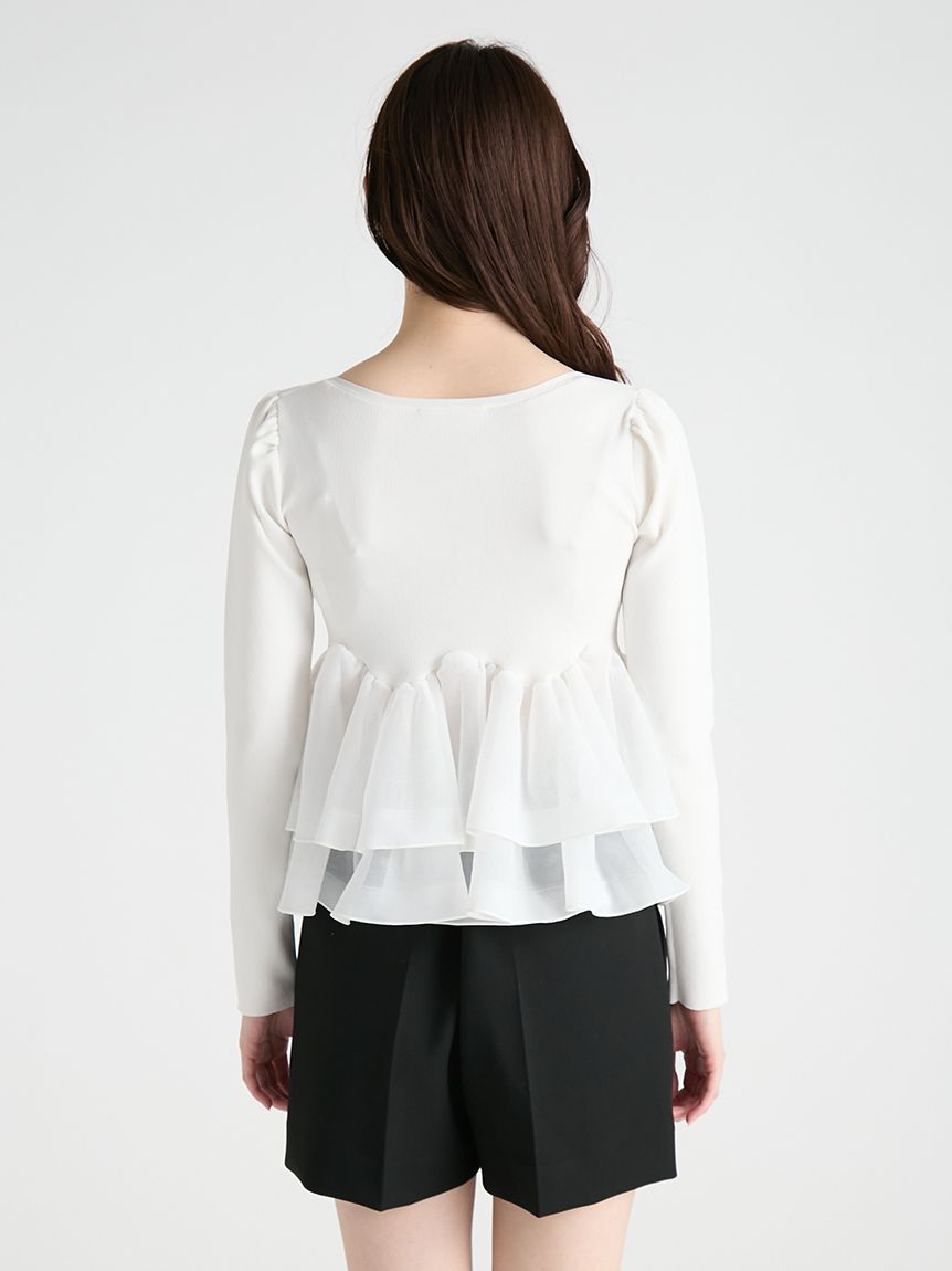 ラッフルペプラムニットプルオーバー(ニット・セーター)｜TOPS