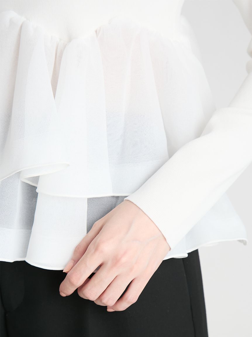 ラッフルペプラムニットプルオーバー(ニット・セーター)｜TOPS