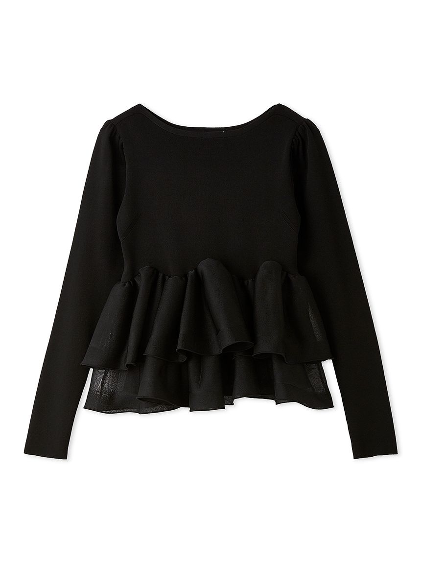 洗える】ラッフルペプラムニットプルオーバー(ニット・セーター)｜TOPS