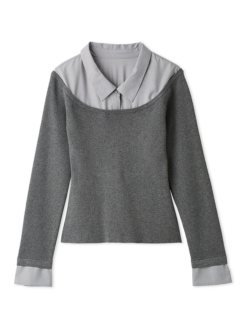 シャツドッキングニットプルオーバー(ニット・セーター)｜TOPS