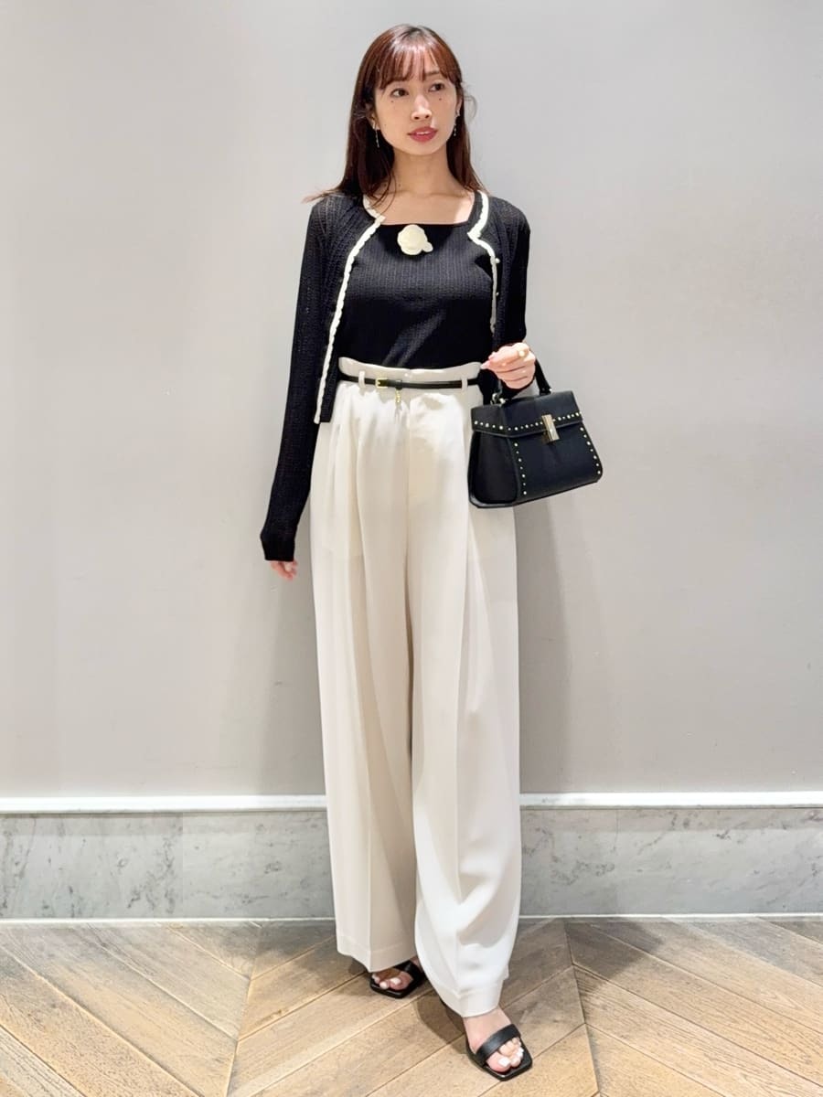 フラワーモチーフ透かし編みツインセット(ニットプルオーバー)｜TOPS