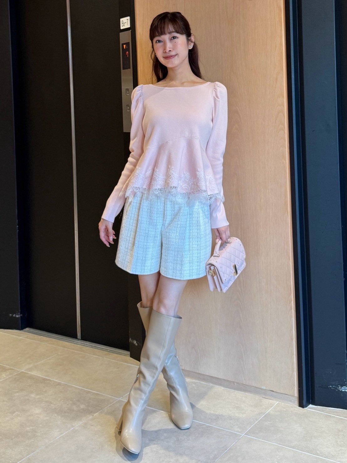 WEB限定カラー】レーストリムペプラムニット(ニット・セーター)｜TOPS