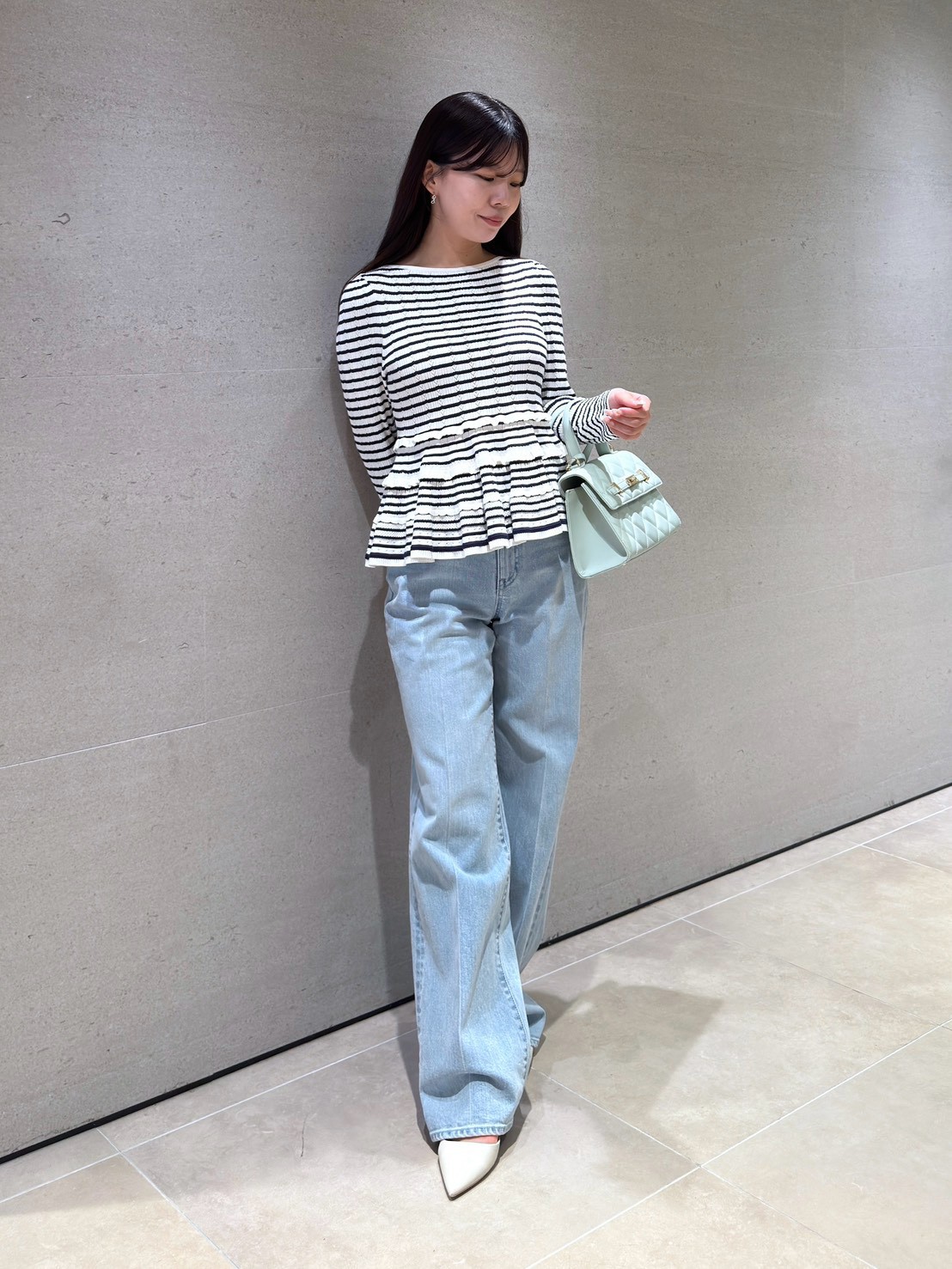 洗える】レーシーペプラムニットプルオーバー(ニット・セーター)｜TOPS