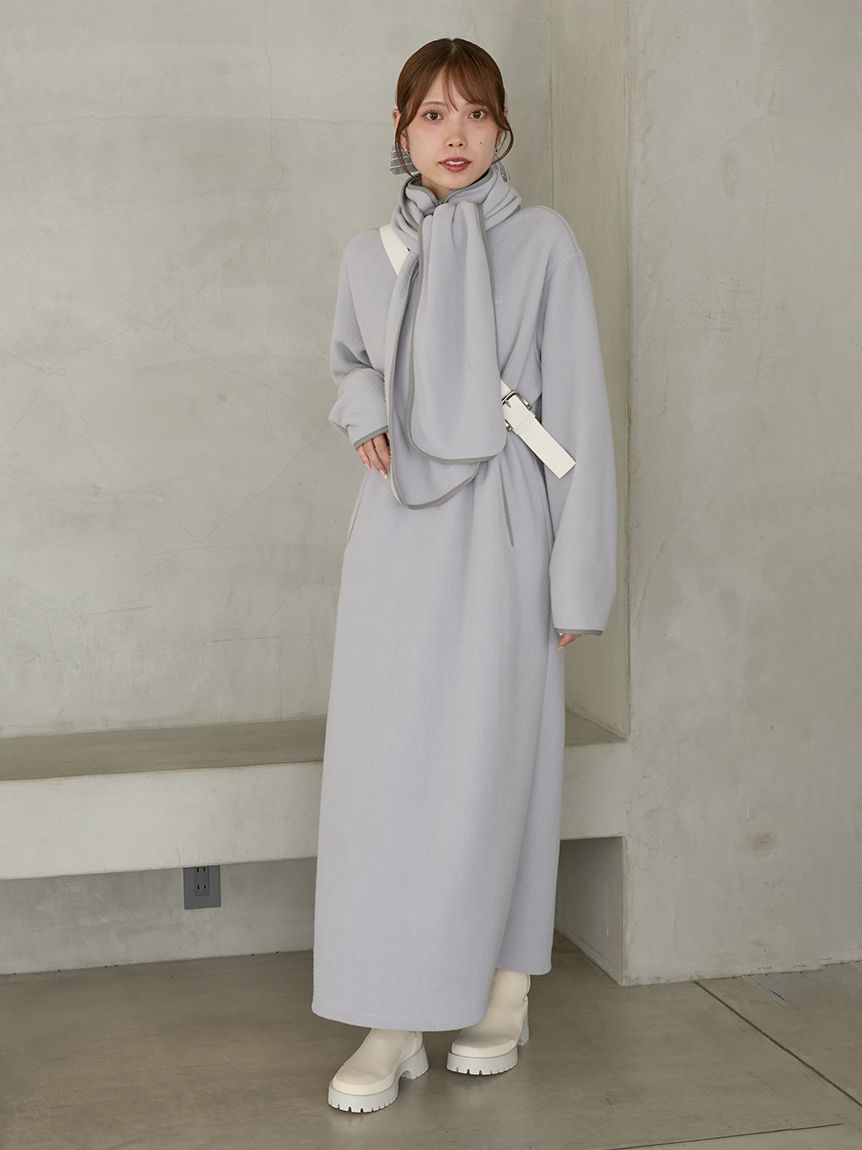 セットアイテム】eco ストール付きフリースワンピース(カット