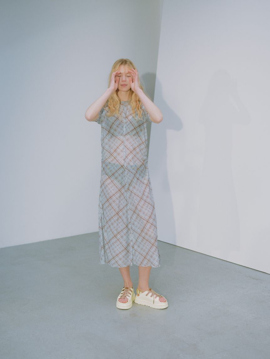 シアーメッシュチェックワンピース