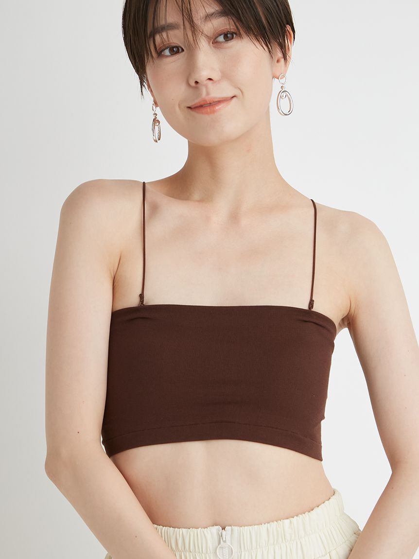 H beauty&youth キャミソール　トップス　ベアトップ 洗える／日本製】ベアトップ風キャミソール （タンクトップ